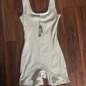 NWT Skims Off-White Cotton Rib Onesie Jumpsuit Romper